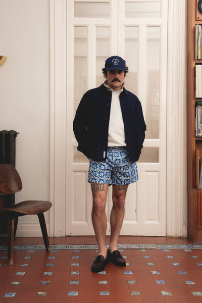 MEDITERRANEAN TILE ROYAL BLUE SWIM TRUNKS