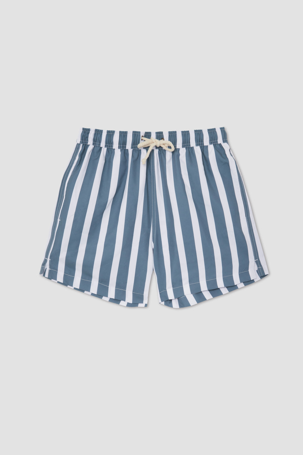 SLATE BLUE STRIPED SWIM TRUNKS