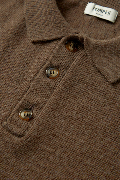 CACAO WOOL KNITTED POLO