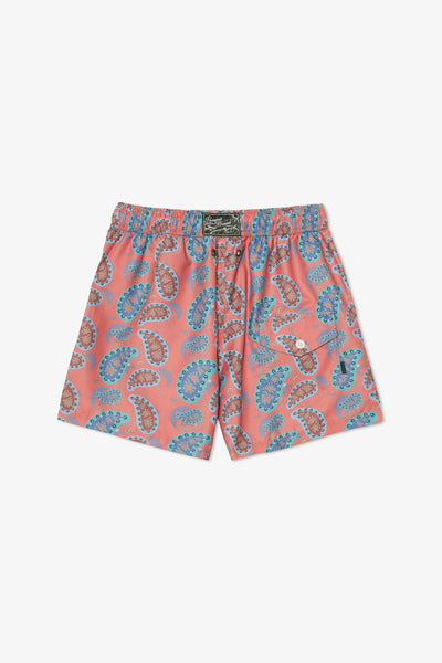 DARK PINK BIG PAISLEY SWIM TRUNKS