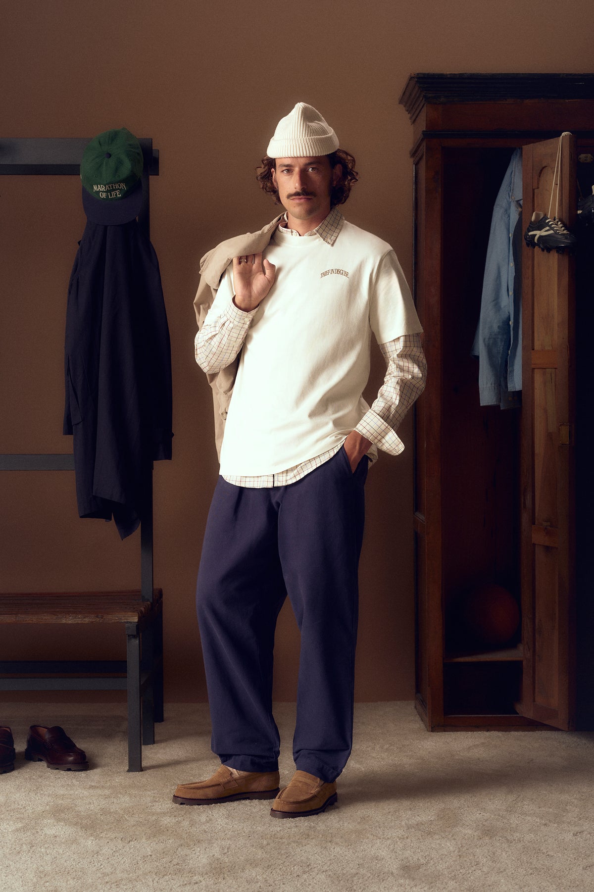 PANTALON AMPLE EN TOILE MARINE