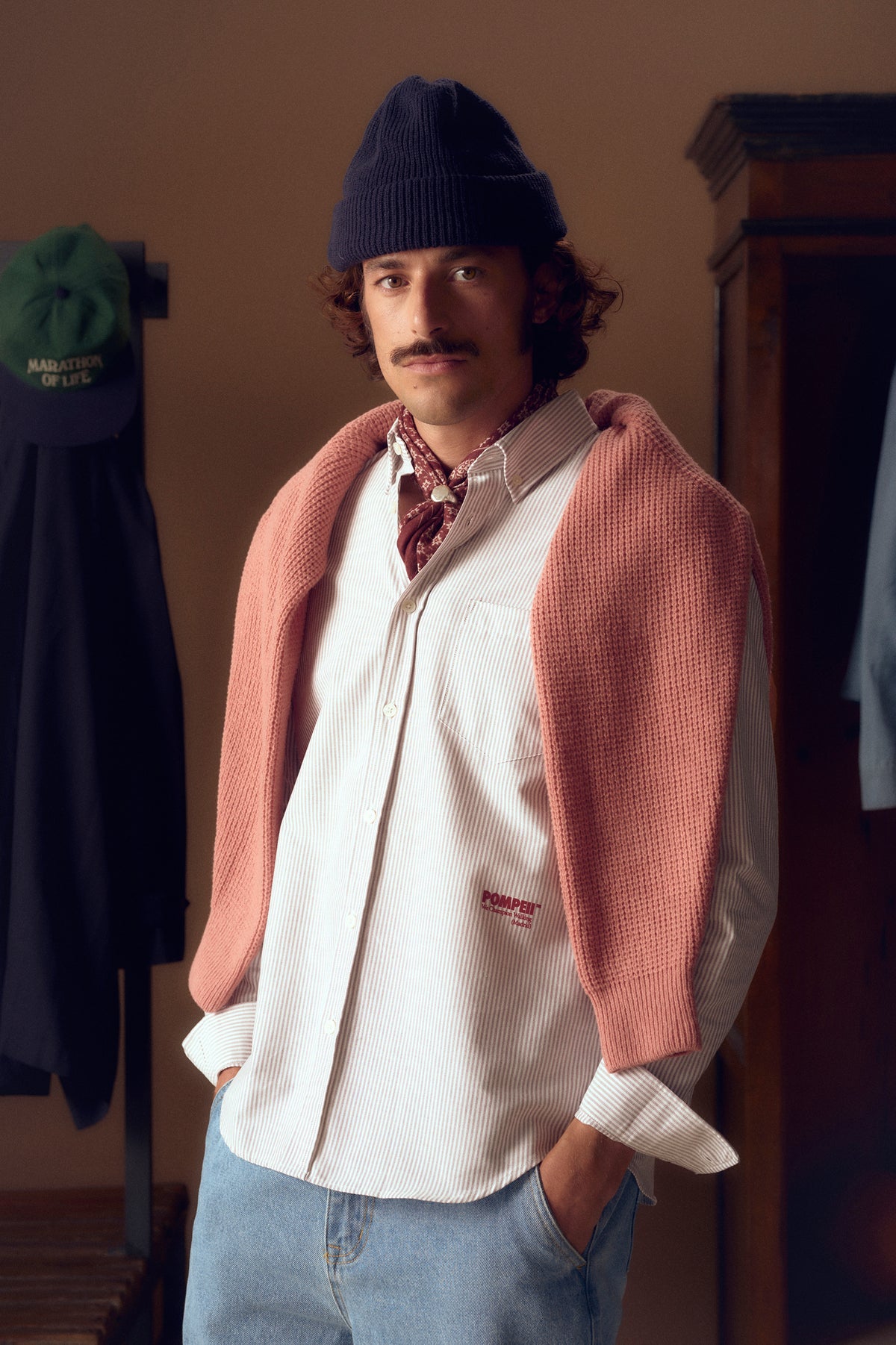 STRIPE WINE OXFORD SHIRT