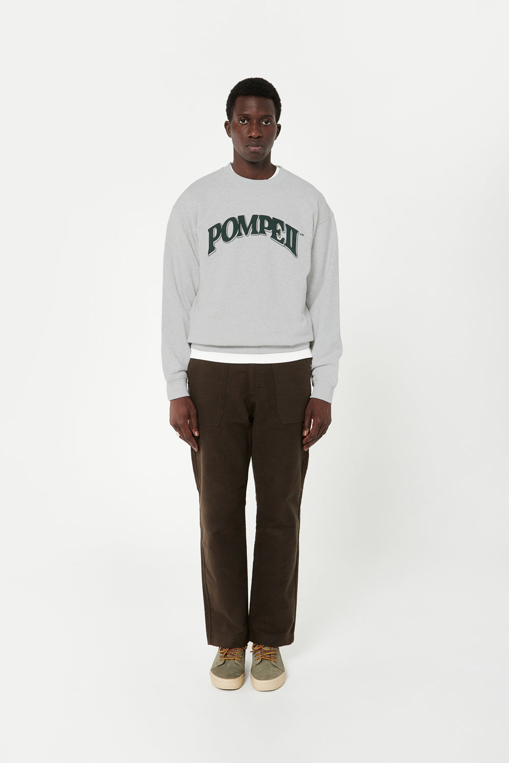 GREY MELANGE GRAPHIC CREWNECK