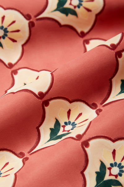 HANDPAINTED PEACH TILE SWIM TRUNKS