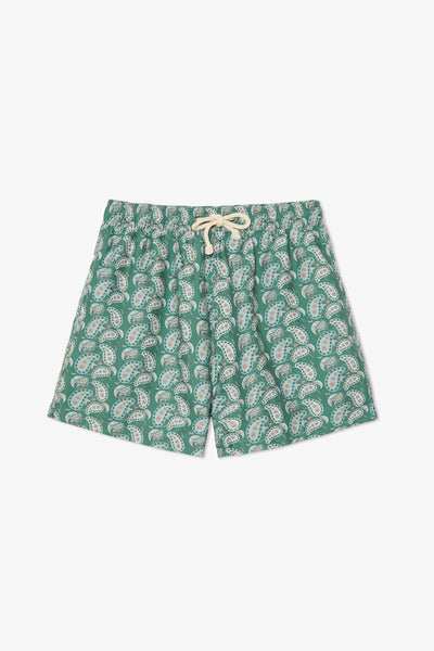 KHAKI BIG PAISLEY SWIM TRUNKS