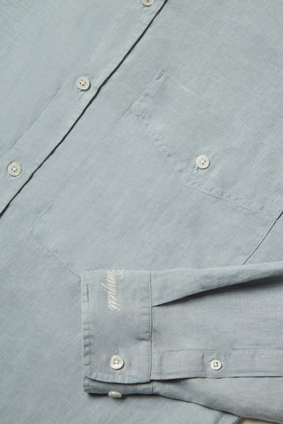 LIGHT BLUE LINEN BOXY SHIRT