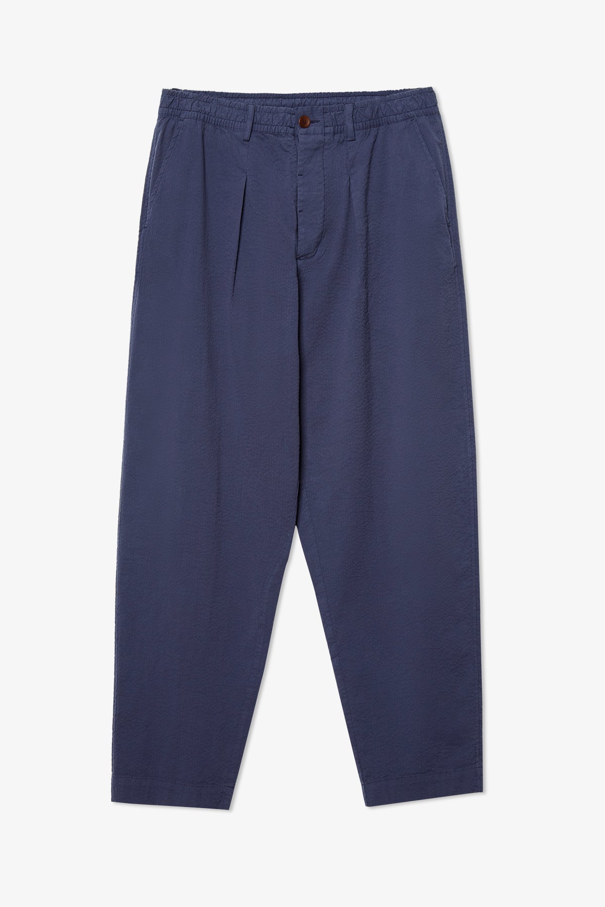 LOOSE NAVY SEERSUCKER TROUSER