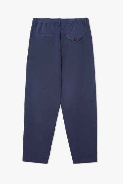 LOOSE NAVY SEERSUCKER TROUSER