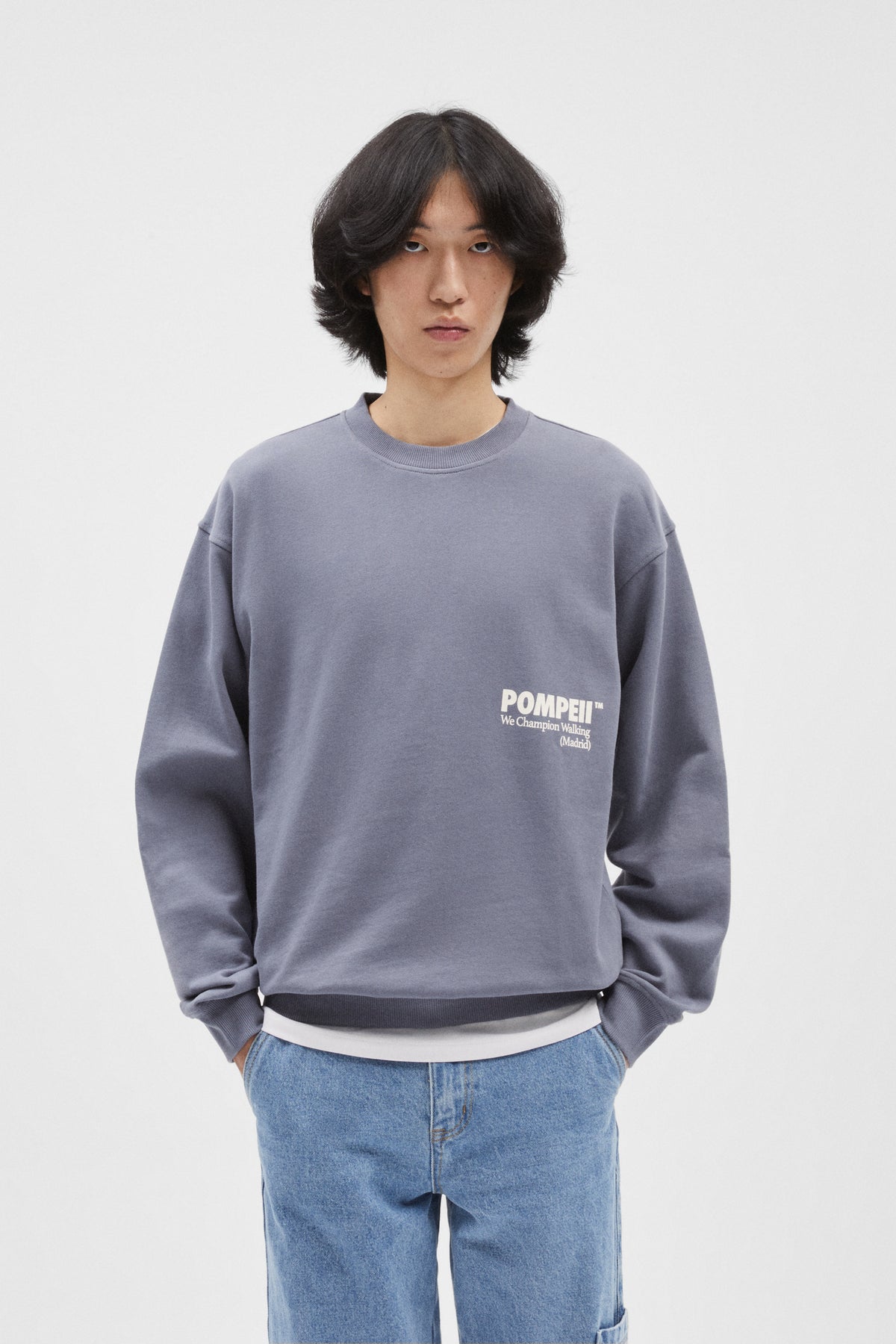 STEEL GREY LOGO CREW NECK SWEAT