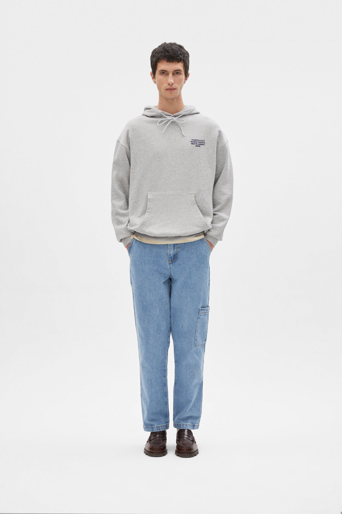 SWEAT À CAPUCHE EN MÉLANGE GRIS DUX