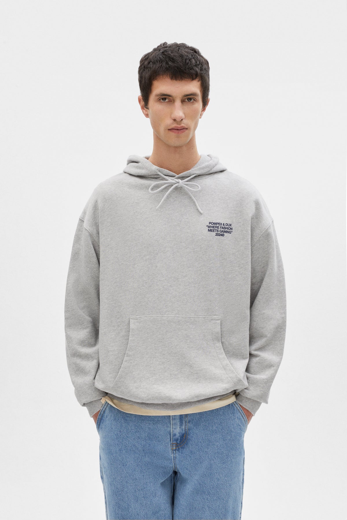 SWEAT À CAPUCHE EN MÉLANGE GRIS DUX