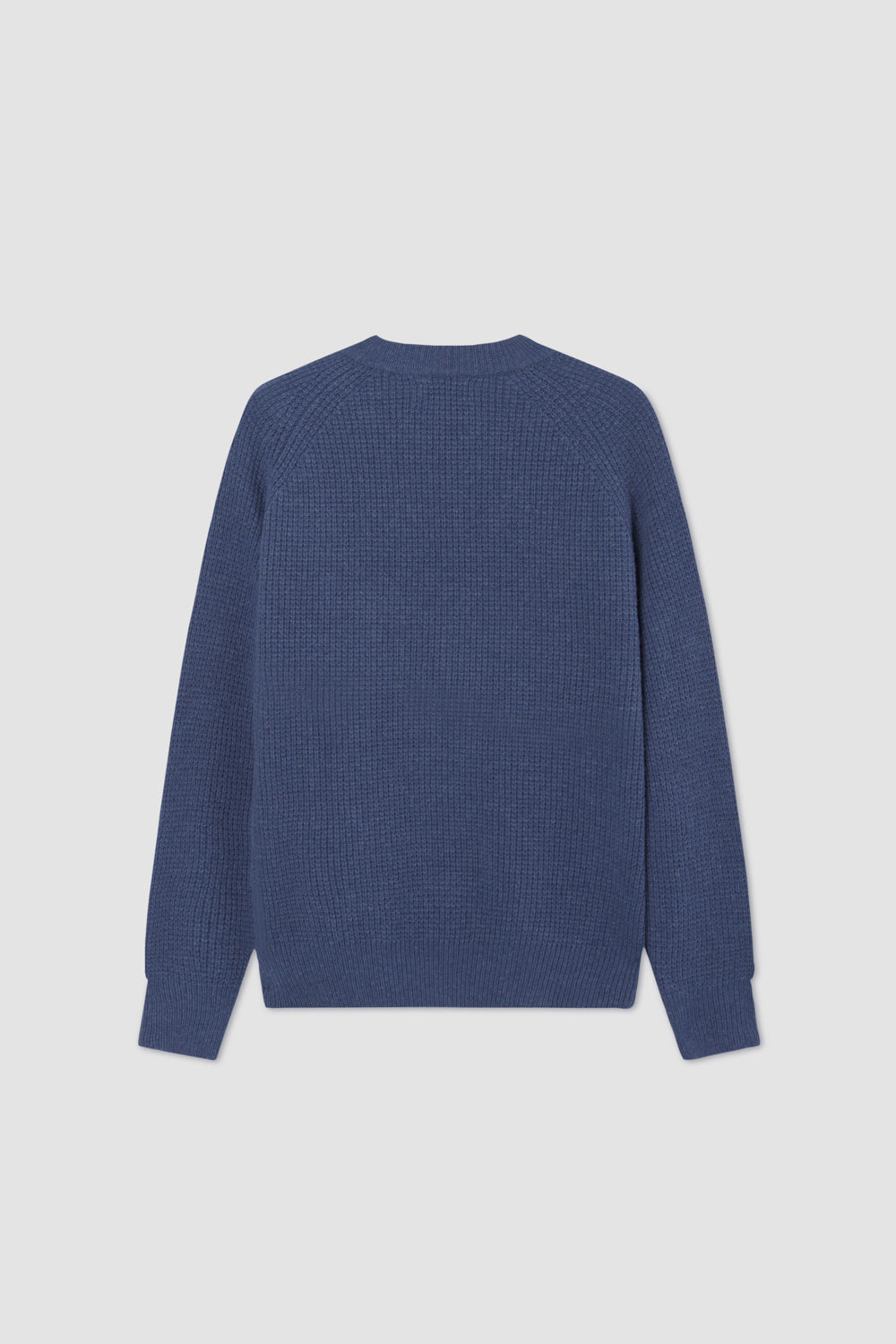 BLUE WOOL RIBBED CREW NECK