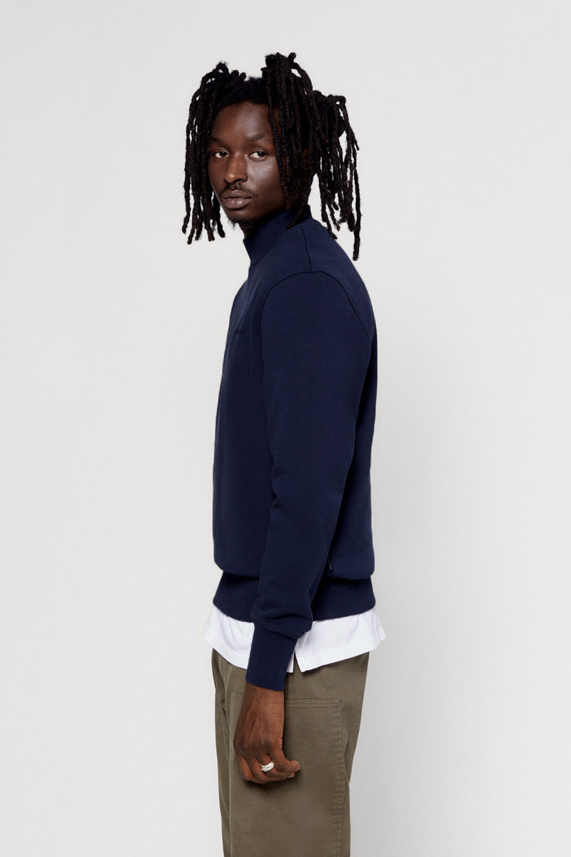 NAVY MOCKNECK SWEAT